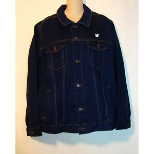 Threadfast Apparel Twitter Denim Dark Blue Jean Jacket Women Size Large  D122
